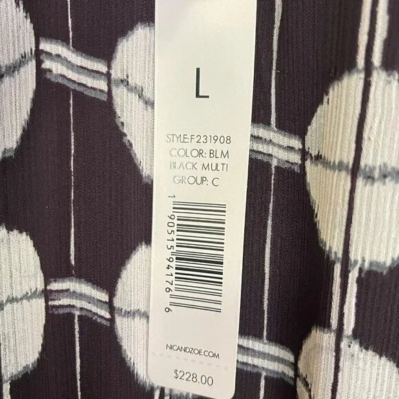 Nic + Zoe $228 Chiffon Dot Maxi Dress Size Large NWT Black White - Picture 9 of 12